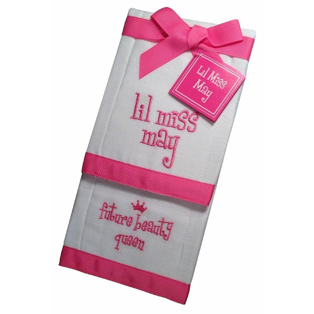 Mud Pie Baby Burp Cloth Set Lil Miss May Future Beauty Queen Set of 2 NWT